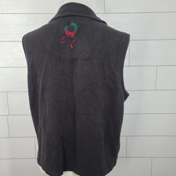 Bechamel Father Christmas Fleece Sweater Vest Medium Santa Black VTG Teachercore - Picture 7 of 13